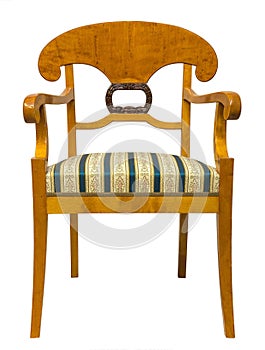 Antique Biedermeier style chair with wood carving