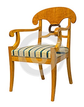 Antique Biedermeier style chair with wood carving photo
