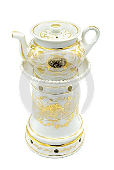 Antique Biedermeier Time porcelain tea pot