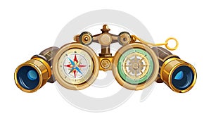 Antique Binoculars with Compass Navigation, vector design Generative AI