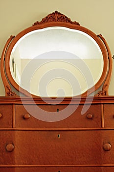 Antique bird's eye maple dresser and mirror