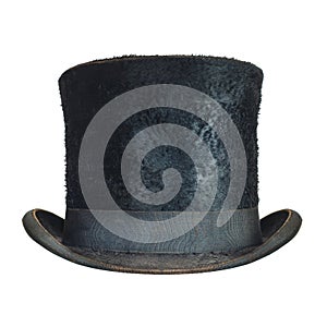 Antique black gentleman hat isolated on white