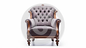 Antique Blue Chair: Elegant And Timeless Design On White Background