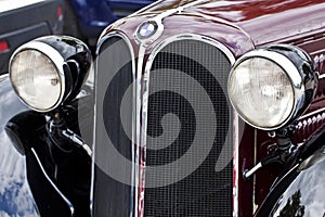 Antique BMW 315 car front view, detail