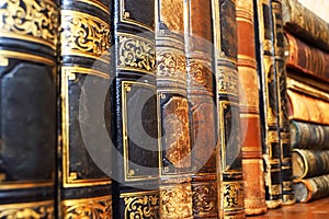 Antique book on table close-up
