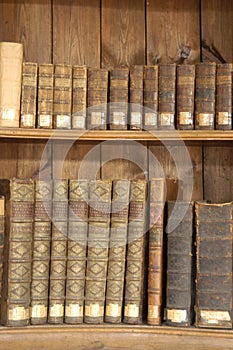 Antique books on shelves