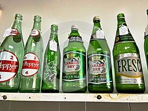 antique bottles on a shelf