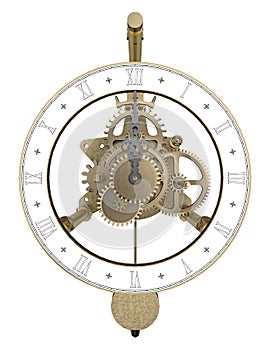 Antique brass clock 3d rendering