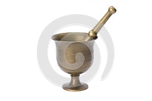 Antique brass mortar with pestle