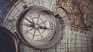 Antique Brass Nautical Sundial Compass