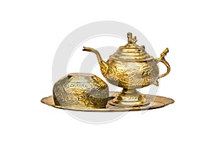 Antique brass tea set