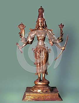 Antique brass Vishnu statue, handcrafted