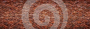 Antique brick wall, panoramic view. Grunge stone texture