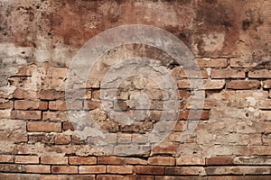 Antique brick wall, panoramic view. Grunge stone texture