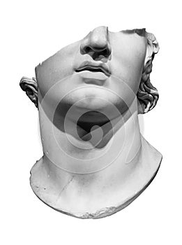 Antique broken marble head of a Greek youth