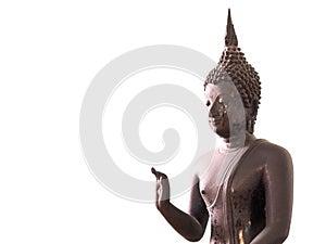 Antique Buddha Statue with Clipping Path. The background is white