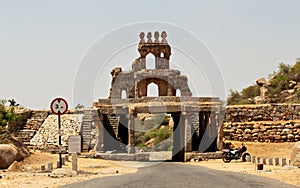 Antique buildings by the road in Hampi India