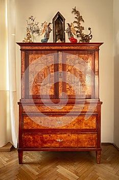 Antique bureau in Biedermeier style XIX century interior design