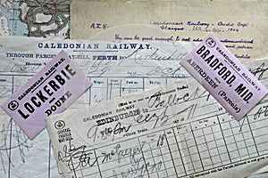 Antique Caledonian Railway documents.