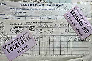 Antique Caledonian Railway documents.