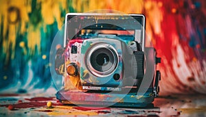 Antique camera equipment, dirty lens, old fashioned technology, creative photography themes generated by AI