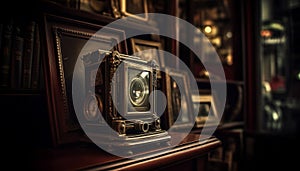 Antique camera on old table, capturing history still life generated by AI