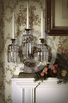 Antique Candelabrum with Natural Holiday Decor
