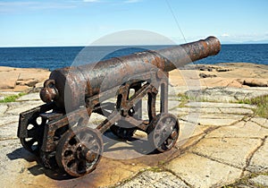 An antique canon on display in the Maritime Provinces