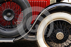 Antique car fender and wheels