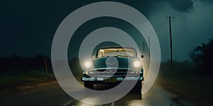 Antique car history vintage dynamic lightning cinematic two generative AI
