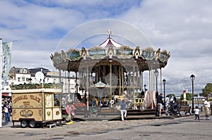 Antique carousel in the Honfleur