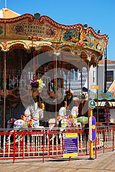 An antique carousel ride