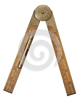 Antique carpenter's folding ruler of 19th century