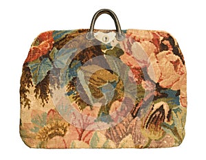 Antique carpetbag with a flower pattern