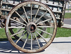 antique cart pulled by animals battered eroded wood photo