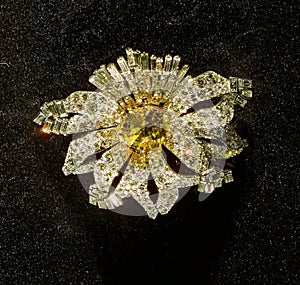 Antique Cartier Jewelry Design Flower Pendant Floral Brooch Yellow Sapphire