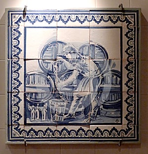 Antique Ceramics Retro Macao Azulejo Ancient Vintage Macau Wine Museum Portuguese Heritage Delft China Ceramic Tile Blue Porcelain