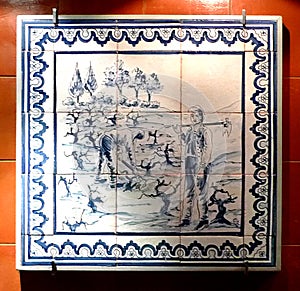 Antique Ceramics Retro Macao Azulejo Ancient Vintage Macau Wine Museum Portuguese Heritage Delft China Ceramic Tile Blue Porcelain