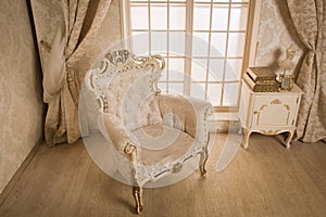 Antique chair at interior of a vintage room