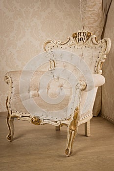 Antique chair at interior of a vintage room