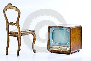 Antique Chair and Television