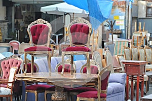 Antique Chairs at a flea market photo