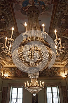 Antique chandelier of a room in palazzo moroni, Bergamo