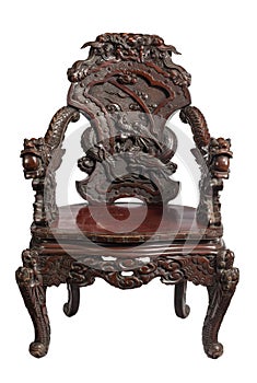 Antique Chinese chair carved with dragons