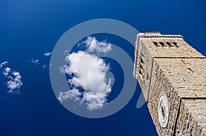 Antique church tower in Koper in lovely summer day