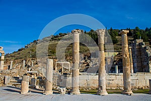 Antique city ruins in Turkey, Efes or Ephesus ancient ruins