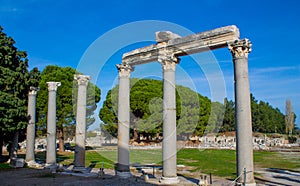 Antique city ruins in Turkey, Efes or Ephesus ancient ruins