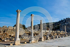 Antique city ruins in Turkey, Efes or Ephesus ancient ruins