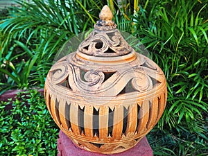 Antique Clay Pot Isolated in the Park