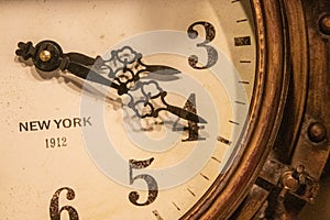 Antique clock dated 1912 originated in New York City.